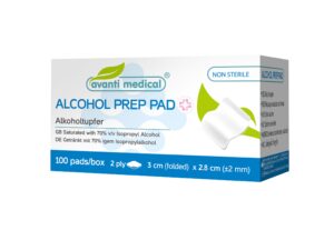 Alkoholiga niisutatud salvrätid 3x3cm N100 Avanti Medical