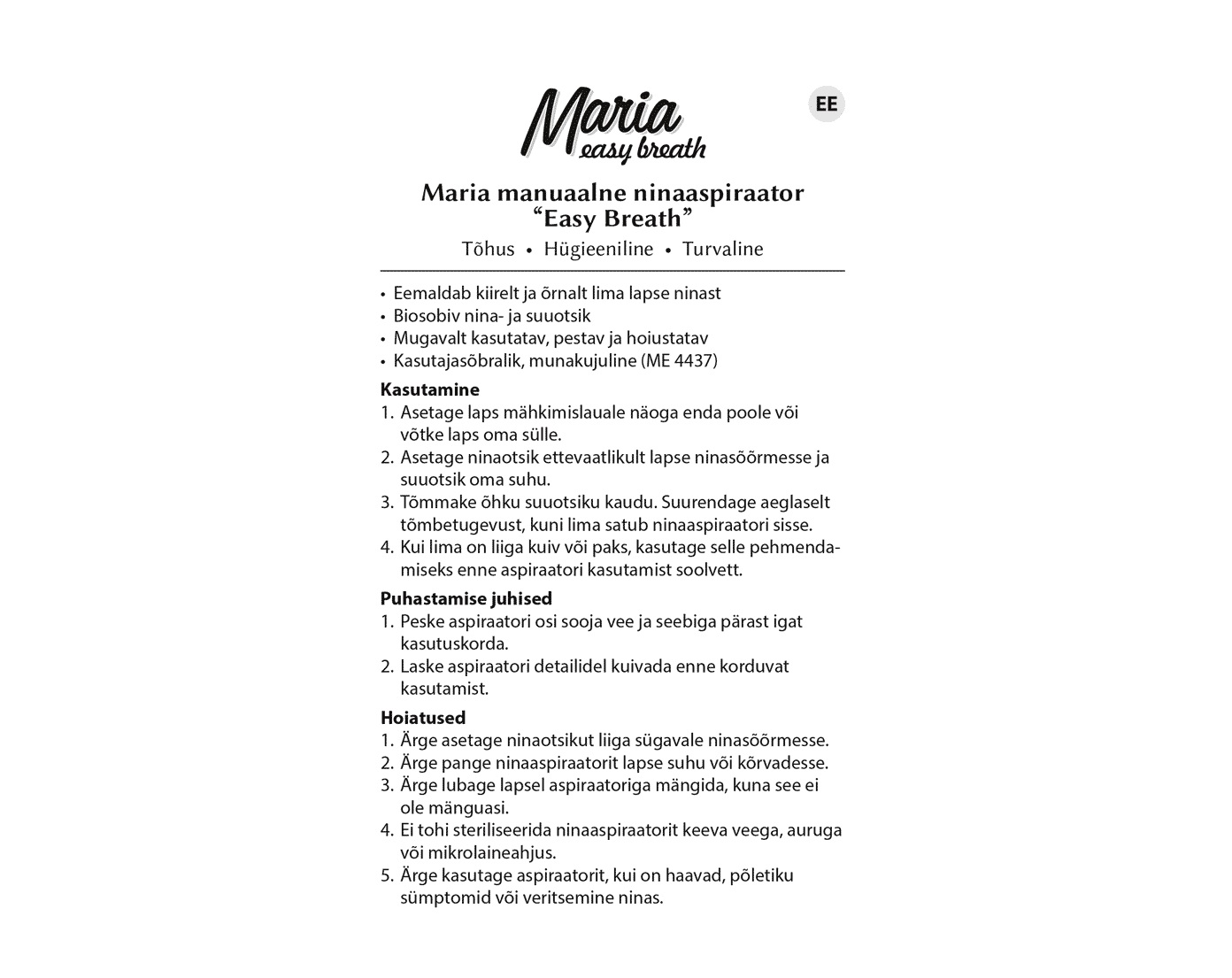 Maria Easy Breath Manuaalne Ninaaspiraator - Image 3