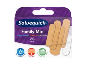Salvequick Family mix plaastrid 26tk tekstiil, veekindel, sensitiiv