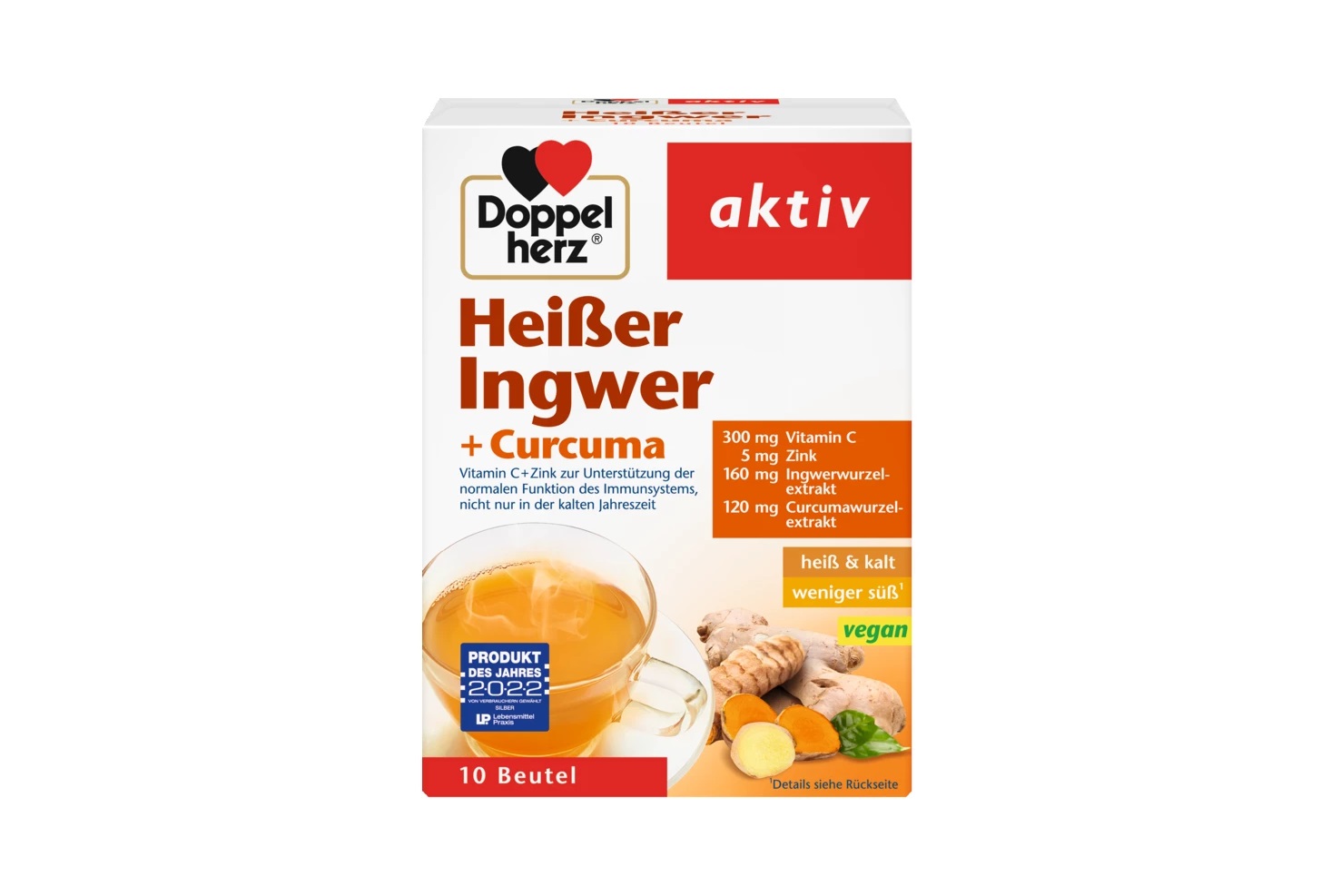 DoppelHerz aktiv kuum jook ingveri ja kurkumiga + C-vitamiin ja tsink N10