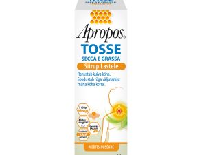Apropos Tosse köhasiirup lastele 150ml. Rahustab kuiva köha. Soodustab röga väljutamist märja köha puhul.