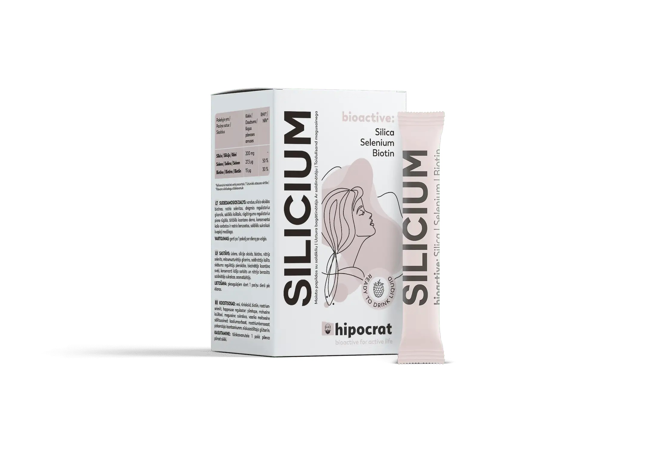 Hipocrat Silicium suukaudne lalhus räni, seleeni ja biotiiniga 15ml 14 pakki