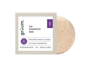 grüum.har shampoo bar shine boost henna+juniper värvitud juustele 50g